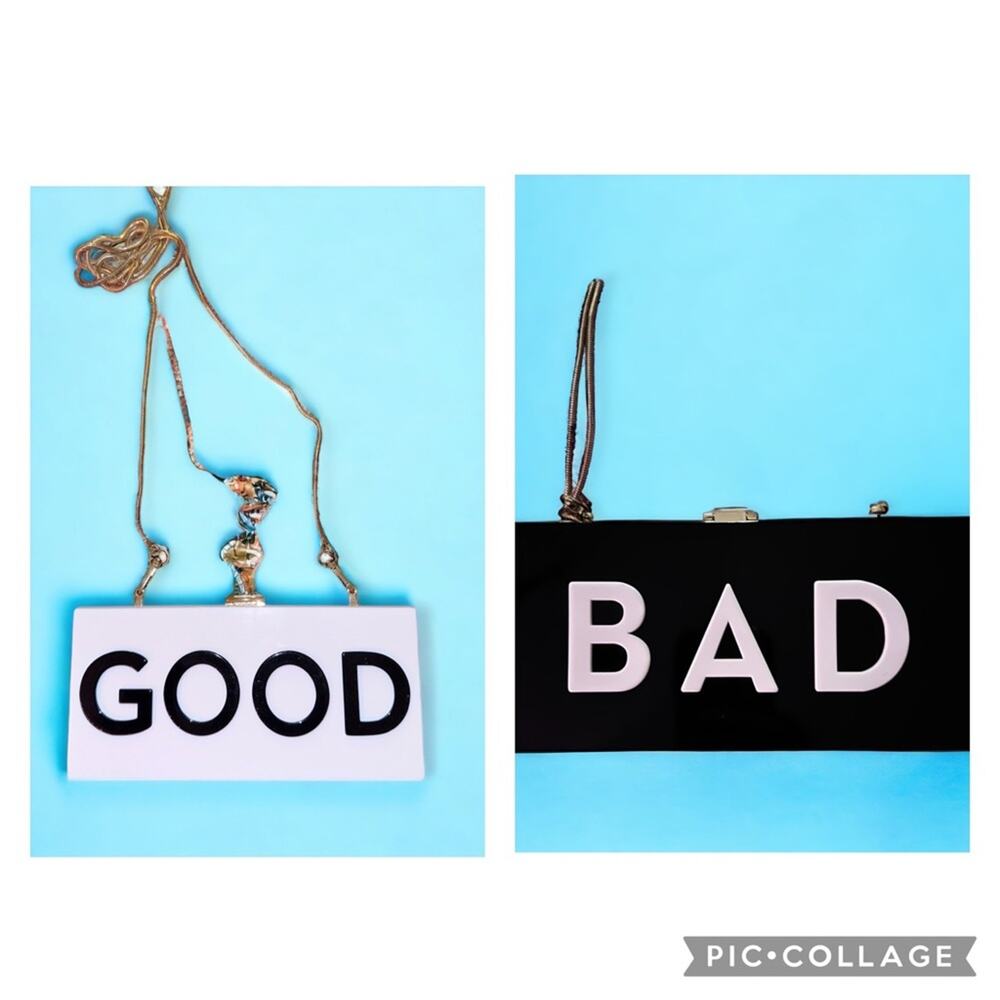 MILLY Good / Bad Box Clutch HAS Acrylic Hard Shell. WITH Dust Bag, Vintage, EUC